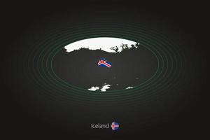 Island Karte im dunkel Farbe, Oval Karte mit benachbart Länder. vektor