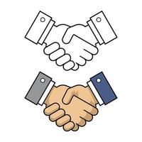 Business Handshake oder Vertragsvereinbarung Linie Kunstvektorsymbol für Apps und Websites vektor