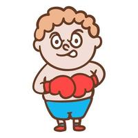 Hand gezeichnet komisch Boxer Karikatur Illustration isoliert auf Weiß vektor