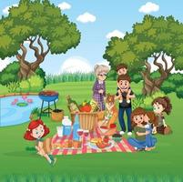 familjens picknickillustration vektor