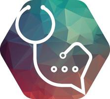 Gesundheit konsultieren Logo Design Vorlage. Stethoskop isoliert auf Blase Plaudern Symbol vektor