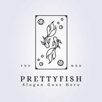 ziemlich Paar Ozean Fisch Logo Vektor Linie Kunst Illustration Design
