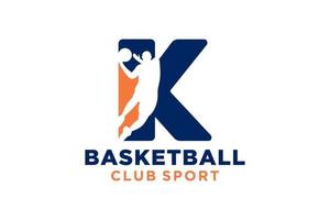 Initiale Brief k Basketball Logo Symbol. Korb Ball Logo Symbol. vektor