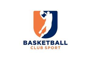 Initiale Brief u Basketball Logo Symbol. Korb Ball Logo Symbol. vektor