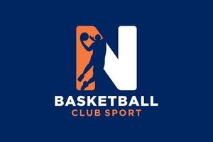 Initiale Brief n Basketball Logo Symbol. Korb Ball Logo Symbol. vektor