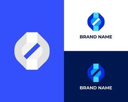 brev vo logotyp, geometrisk form vo logotyp, 3d modern trendig logotyp vo vektor