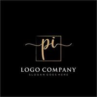 första pi feminin logotyp samlingar mall. handstil logotyp av första signatur, bröllop, mode, smycken, boutique, blommig och botanisk med kreativ mall för några företag eller företag. vektor