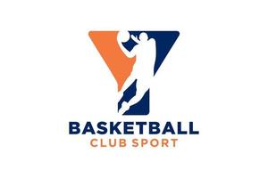 Initiale Brief y Basketball Logo Symbol. Korb Ball Logo Symbol. vektor