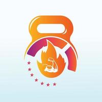 Grill mit Fitness Hantel Symbol Logo Design. vektor