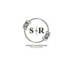 Initiale sr Briefe Hand gezeichnet feminin und Blumen- botanisch Logo geeignet zum Spa Salon Haut Haar Schönheit Boutique und kosmetisch Unternehmen. vektor