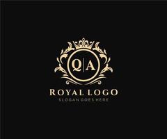 första qa brev lyxig varumärke logotyp mall, för restaurang, kungligheter, boutique, Kafé, hotell, heraldisk, Smycken, mode och Övrig vektor illustration.