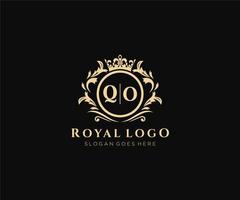 Initiale qo Brief luxuriös Marke Logo Vorlage, zum Restaurant, Königtum, Boutique, Cafe, Hotel, heraldisch, Schmuck, Mode und andere Vektor Illustration.