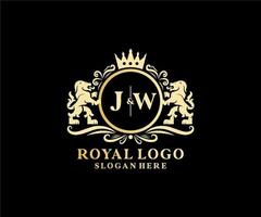 Anfangsjw-Buchstabe Lion Royal Luxury Logo-Vorlage in Vektorgrafiken für Restaurant, Lizenzgebühren, Boutique, Café, Hotel, Heraldik, Schmuck, Mode und andere Vektorillustrationen. vektor