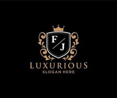 Anfangsfj-Buchstabe Royal Luxury Logo-Vorlage in Vektorgrafiken für Restaurant, Lizenzgebühren, Boutique, Café, Hotel, heraldisch, Schmuck, Mode und andere Vektorillustrationen. vektor
