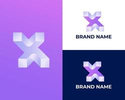 abstrakt Brief x Logo Design Technologie Stil 3d Logo vektor