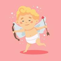 söt cupid karaktär. glad Alla hjärtans dag vektorillustration i tecknad stil vektor