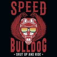 hastighet bulldogg grafik tshirt design vektor