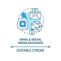 blaues Konzeptsymbol für E-Mail- und Social-Media-Konto vektor