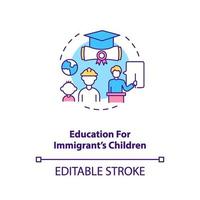 Bildung für Kinder des Einwanderers Konzeptikone vektor