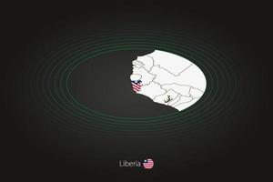 Liberia Karta i mörk Färg, oval Karta med angränsande länder. vektor