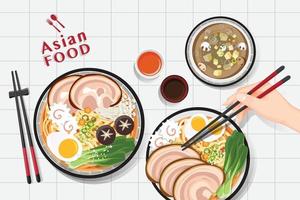 ramen nudel, traditionell asiatisk nudelsoppa, illustration vektor. vektor