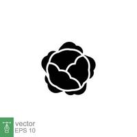 kål ikon. grön grönsak, sallad, blad, mat begrepp. enkel fast, svart silhuett, glyf symbol. vektor illustration isolerat på vit bakgrund. eps 10.