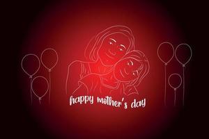 Lycklig mödrar dag firande hälsning kort bakgrund mamma och barn kärlek vektor