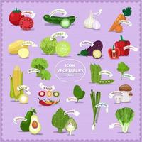 grönsaker Ikonuppsättning vektor