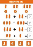 zusätzliches Mathe-Spiel mit orangefarbenem Herbstblatt. vektor