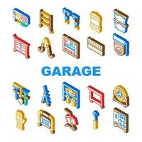 Garage Zubehör Werkzeug Bedienung Symbole einstellen Vektor