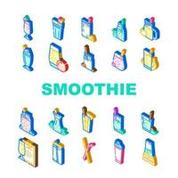 smoothie frukt juice dryck ikoner uppsättning vektor