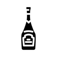 champagne glas flaska glyf ikon vektor illustration