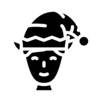 Kopf Elf Weihnachten süß Glyphe Symbol Vektor Illustration