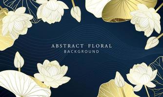 Lotus Luxus Hand gezeichnet botanisch Blätter Linie Kunst Hintergrund vektor