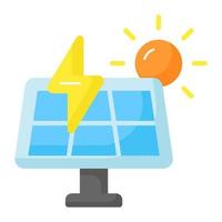 Solar- Panel und Sonne zeigen Konzept Symbol von Solar- Energie, verlängerbar Energie Symbol vektor
