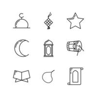 neun setzt von Ramadan Linie Symbol. einfach, minimal und sauber. benutzt zum Logo, Symbol, Symbol oder Zeichen vektor