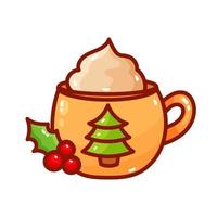 varm choklad mugg, dekorerad med jul vektor
