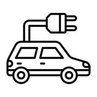 Fahrzeug mit Stecker bezeichnet Öko Auto Vektor im modern Stil, elektrisch Auto Symbol