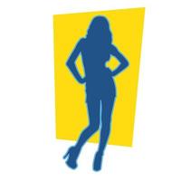 Silhouette von ein sexy schlank Frau Modell- Stehen Pose. Silhouette von ein modisch weiblich Pose. vektor