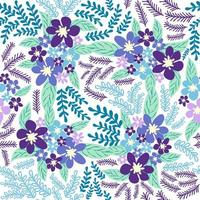 Fantasie nahtlos Blumen- Muster mit Blau, azurblau, tsmann, Lavendel Blumen und Blätter. elegant Vorlage zum Mode vektor