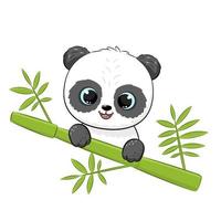 süß Panda auf ein Baum. Vektor Illustration von ein Karikatur.