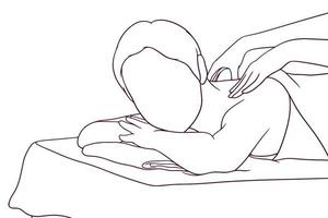 entspannend Frau bekommen ein Massage. Wellness und Spa Konzept. Hand gezeichnet Vektor Illustration