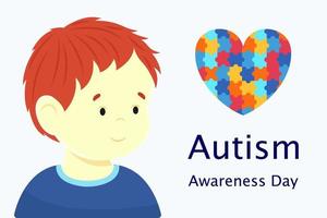 illustration för värld autism medvetenhet dag. hjärta med en pussel baner. mental spektrum störningar, hälsa, vektor
