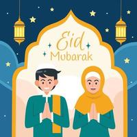 glücklich eid Mubarak Gruß Karte Vektor