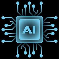 artificiell intelligens symbol vektor illustration. lysande blå chipset för artificiell intelligens illustration. chip ikon för grafisk resurs av teknologi, futuristisk, dator, cyber och vetenskap