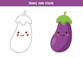 Spur und Farbe niedliche kawaii Aubergine. Schreibfähigkeiten. vektor