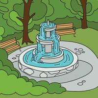 Park-Hintergrund mit einem Brunnen vektor