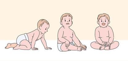 söt baby karaktär. handritade stilvektordesignillustrationer. vektor