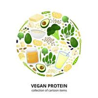 vegan Protein Quellen im Kreis. vektor