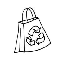 Vektor Single skizzieren Papier Tasche zum Lebensmittelgeschäft Einkaufen. recyceln Tasche